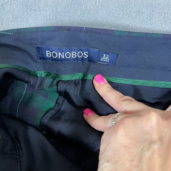 Bonobos Athletic Fit Wool Trousers Plaid Holiday 🎄 32x31 blue green $118 - Picture 4 of 5